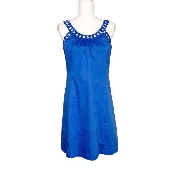 LOFT Dresses & Skirts - LOFT Blue Cutout Detail Sleeveless Shift Dress 4 NWT